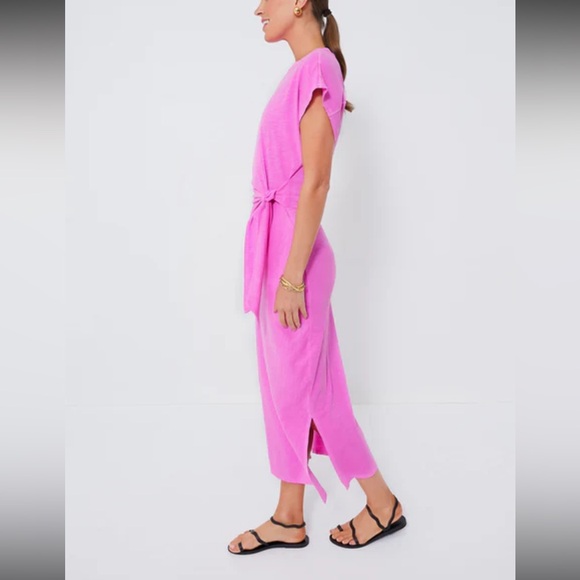 Apiece Apart Vanina Cinched Waist Dress in Fuschia - Picture 4 of 8